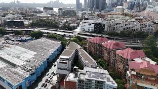 Drone near Fish Markets site Wentworth Park Glebe Sydney Australia [upl. by Kreager]