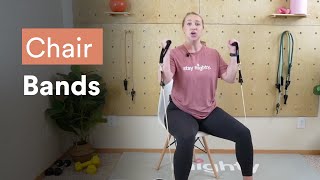 How to Use Resistance Bands While Sitting  Low Impact Chair Exercises [upl. by Moclam848]