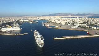 Viking Sea leaving Piraeus port aerial view  Αναχώρηση Viking Sea [upl. by Falito128]