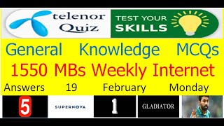 19 February 2024 Telenor Questions and Answers  My Telenor Questions Today  General Knowledge MCQs [upl. by Nordna377]