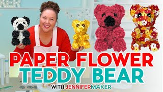 DIY Rose Teddy Bear  How To Make Your Own Paper Flowers [upl. by Flor392]