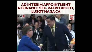 RALPH RECTO LUSOT NA BILANG SEC OF FINANCE [upl. by Ahsatan]