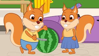 Bridie Squirrel in English  Round Watermelons Cartoon for Kids [upl. by Nosae442]