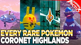 Every Rare Pokemon in Coronet Highlands  Pokemon Legends Arceus [upl. by Eidassac]