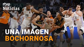 BALONCESTOEUROLIGA Los JUGADORES del REAL MADRID y PARTIZÁN protagonizan una BATALLA CAMPAL  RTVE [upl. by Alleacim224]