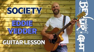 How to play Eddie Vedder Society Guitar Tutorial Lesson [upl. by Artus]