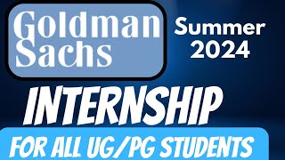 Goldman Sachs New Internship For UGPG Students Stipend 1 Lakh  Off Campus Hiring 20242025 [upl. by Akehsat]