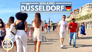 Summer Vibes in Germany City Walk in Düsseldorf  4KHDR Walking Tour with Captions [upl. by Anah219]