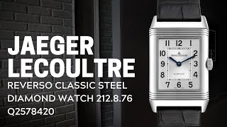 JaegerLeCoultre Reverso Classic Steel Diamond Watch 212876Q2578420 Review  SwissWatchExpo [upl. by Kwarteng599]