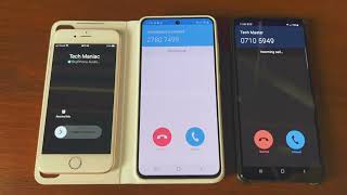 iPhone 6S vs Samsung S21 FE vs Samsung A52 SkyPhone App Triple Incoming Call iOS 15 Android 1211 [upl. by Haimarej]