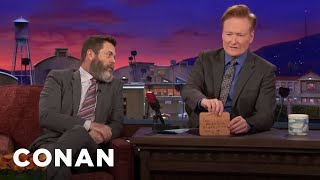 Nick Offerman Brings Conan A Gift From His Woodshop  CONAN on TBS [upl. by Ennaimaj]