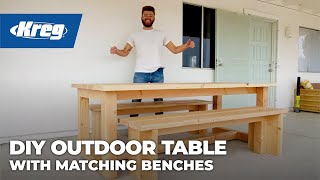 Outdoor Dining Table With Matching Benches  Free Woodworking Project Plan [upl. by Anyg194]