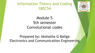 VTU ITC 18EC54 M5 L1 Convolutional code [upl. by Adamski]