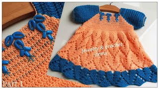 How To Crochet Two Colors Baby Frock part 1 [upl. by Aleehs]