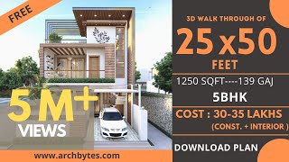 2550 House Design 3D  1250 Sqft  139 Gaj  5 BHK  Modern Design  Terrace Garden  8x15 Meters [upl. by Ormsby]