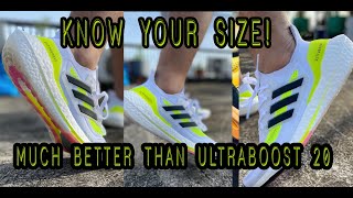 Adidas ULTRABOOST 21 SIZING AND COLOR GUIDE  ULTRABOOST 20 COMPARISON [upl. by Eenram]