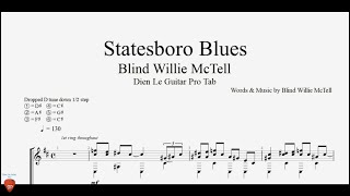 How to Play Statesboro Blues by Blind Willie McTell on Guitar Easy TABs [upl. by Amiaj]