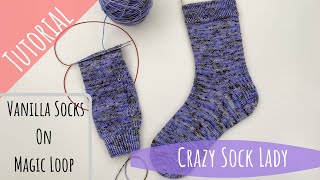 How to Knit Socks on Magic Loop  A Tutorial by Crazy Sock Lady [upl. by Llatsyrk]