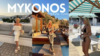 MYKONOS VLOG  beach clubs restaurants nightlife and outfits [upl. by Solnit568]