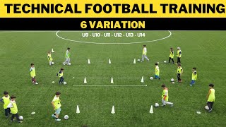 Technical FootballSoccer Training Drills  6 Variation  U9  U10  U11  U12  U13  U14 [upl. by Rafaello673]