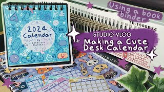 Making A Cute Desk Calendar  Learning how to use a book binding machine  STUDIO VLOG 62 [upl. by Alekin]