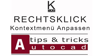 autocad 1 Optionen  Rechtsklick Menü Anpassen [upl. by Fridlund]