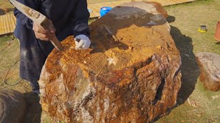 Chinese Master Carpenter Polished The Stone Into A Table Solid And DurableMarvelous Work！working [upl. by Ennazor]