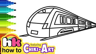 How to Draw a Train Easy  Drawing for kids  Chiki Art  HooplaKidz How To [upl. by Suirred670]