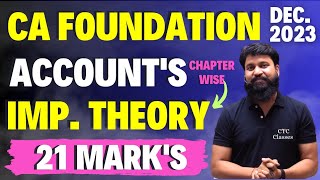 CA Foundation Accounts Theory for Dec 2023 I MOST IMPORTANT Theory CA Foundation Accounts I CTC [upl. by Hannasus]