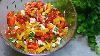 Dieser Paprika Salat mit Feta zubereitet in nur 5 Minuten macht richtig süchtig [upl. by Alaikim]