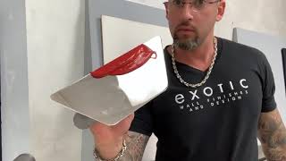 Venetian plaster brick red shiny style marmorino tools with Giancarlo sagasti [upl. by Rimahs]