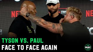 Mike Tyson vs Jake Paul Face Off Jake Paul Gets INTENSE [upl. by Eizle]