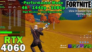 Fortnite Performance Mode  RTX 4060  5800X3D  4K  1440p  1080p  Max amp Low Competitive Settings [upl. by Ahsena104]