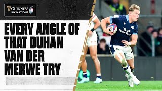 UNSEEN FOOTAGE 📺  The greatest Scotland try ever  Duhan van der Merwe [upl. by Inele]