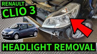 RENAULT CLIO 3  How To Remove Front Headlight Headlamp Removal 20062012 [upl. by Airdnaid635]