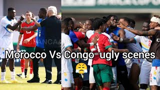 Morocco Coach Regragui and DR Congo Captain Mbemba Exchange Words After Draw [upl. by Jagir]