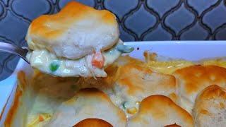 Lazy CHICKEN POT PIE perfect for beginner cooks Chicken amp Biscuit Casserole Recipe EASY [upl. by Mattox]