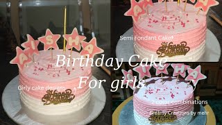 Birthday Cake for Girls Creamycreationsshorts l Homemade Cakes l Easy toturial [upl. by Zulema]