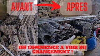 EP06 ENORME AVANCEE DU CHANTIER DES TONNES DAMIANTE RENOVATION TRAVAUX MAISON EN RUINE [upl. by Ailla23]