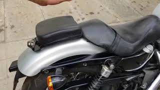 Mini Pillion Seat with Attached Luggage Rack for Harley Davidson Sportsters [upl. by Nevad443]