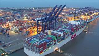 World’s largest container ship docks at Port of Felixstowe [upl. by Pachton]