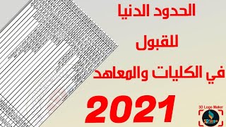 الحدود الدنيا للقبول في الكليات 2021 [upl. by Rothberg763]