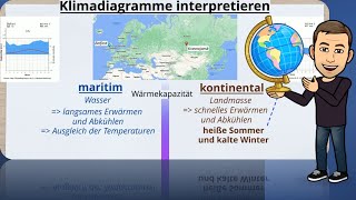 Klimadiagramm interpretieren  kontinental vs maritim [upl. by Constance97]