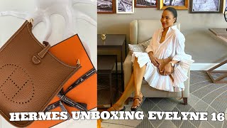 HERMES UNBOXING  HERMES EVELYNE 16 IN GOLD  MABEL IN HAMBURG [upl. by Einotna]