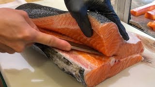 Salmon Cutting Skills 鮭魚切割技能  How to Cut a Salmon for Sashimi [upl. by Ytisahc]