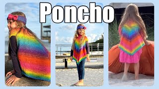 Poncho für Kinder  kostenlose Strickanleitung [upl. by Nauqit]