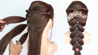 simple hairstyle for wedding function  hairstyle for girls  trendy hairstyle for long hair [upl. by Octavus]