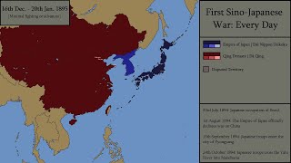 The First SinoJapanese War Every Day  Mapping Animation [upl. by Aihsenek]