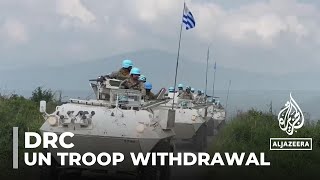 UN troop withdrawal Peacekeeping forces hand over first base in DRC [upl. by Buckden249]