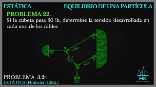 EQUILIBRIO DE UNA PARTICULA PROBLEMA 22  324 HIBBELER [upl. by Ynnattirb587]